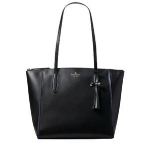 Kate Spade Kali Black Leather Tote with Tassel Accent